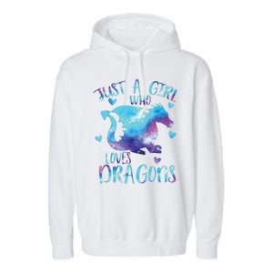 Just A Girl Who Loves Dragons Galaxy Space Dragon Cute Girls Garment-Dyed Fleece Hoodie