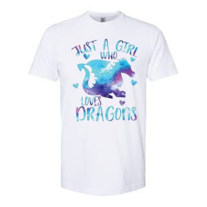 Just A Girl Who Loves Dragons Galaxy Space Dragon Cute Girls Softstyle CVC T-Shirt