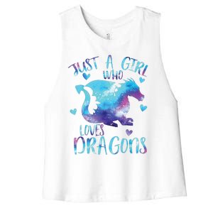 Just A Girl Who Loves Dragons Galaxy Space Dragon Cute Girls Women's Racerback Cropped Tank