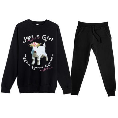 Just A Girl Who Loves Goats | Goat Farm Crazy Lady Gift Premium Crewneck Sweatsuit Set