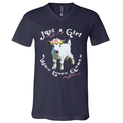 Just A Girl Who Loves Goats | Goat Farm Crazy Lady Gift V-Neck T-Shirt