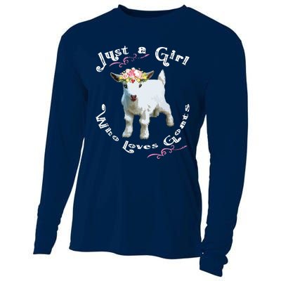 Just A Girl Who Loves Goats | Goat Farm Crazy Lady Gift Cooling Performance Long Sleeve Crew