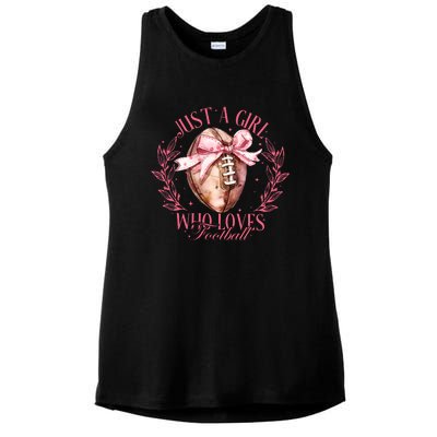 Just A Girl Who Love Football Fall Coquette Bow Ladies PosiCharge Tri-Blend Wicking Tank