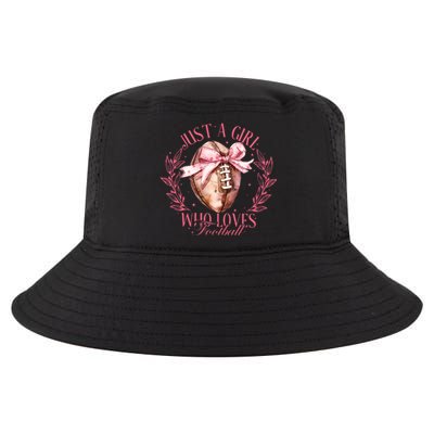 Just A Girl Who Love Football Fall Coquette Bow Cool Comfort Performance Bucket Hat