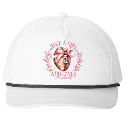 Just A Girl Who Love Football Fall Coquette Bow Snapback Five-Panel Rope Hat