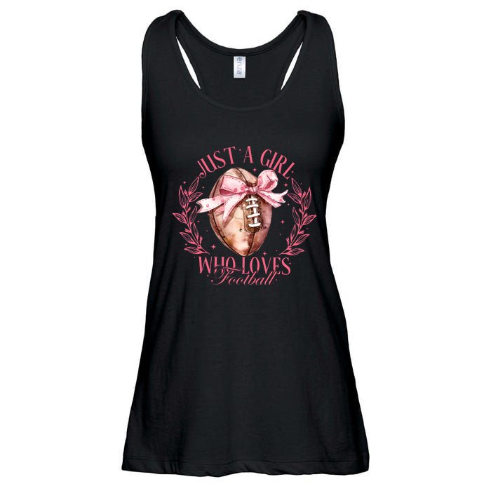 Just A Girl Who Love Football Fall Coquette Bow Ladies Essential Flowy Tank