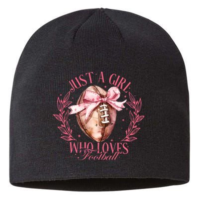 Just A Girl Who Love Football Fall Coquette Bow Sustainable Beanie