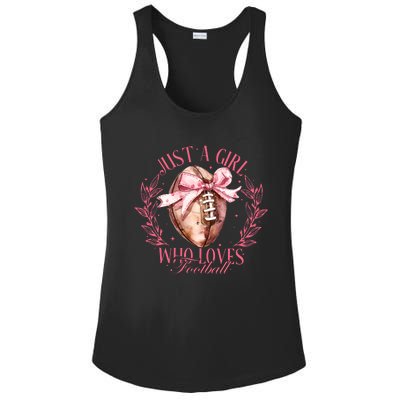 Just A Girl Who Love Football Fall Coquette Bow Ladies PosiCharge Competitor Racerback Tank