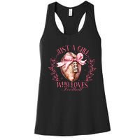 Just A Girl Who Love Football Fall Coquette Bow Women's Racerback Tank