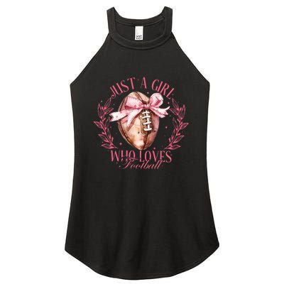 Just A Girl Who Love Football Fall Coquette Bow Women's Perfect Tri Rocker Tank