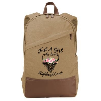 Just A Girl Who Loves Highland Cows Women Cotton Canvas Backpack