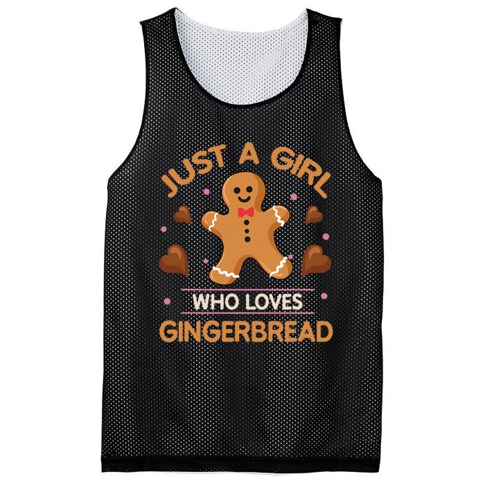 Just A Girl Who Loves Gingerbread Man Funny Christmas Mesh Reversible Basketball Jersey Tank