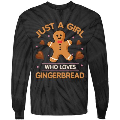 Just A Girl Who Loves Gingerbread Man Funny Christmas Tie-Dye Long Sleeve Shirt