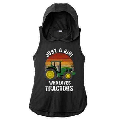 Just A Girl Who Loves Tractors Ladies PosiCharge Tri-Blend Wicking Draft Hoodie Tank