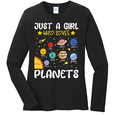 Just A Girl Who Loves Planets Solar Space Science Lover Girl Ladies Long Sleeve Shirt