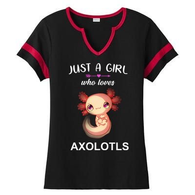 Just A Girl Who Loves Axolotls Ladies Halftime Notch Neck Tee