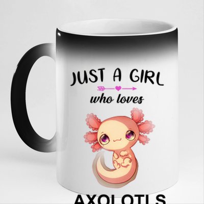 Just A Girl Who Loves Axolotls 11oz Black Color Changing Mug