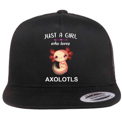 Just A Girl Who Loves Axolotls Flat Bill Trucker Hat