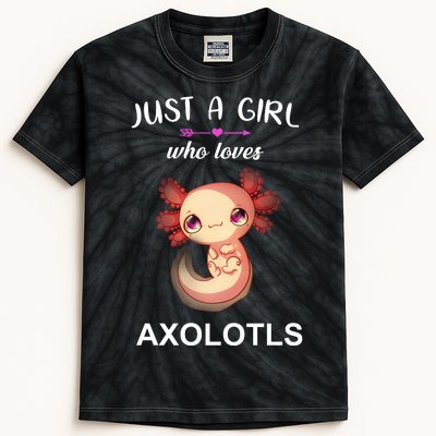 Just A Girl Who Loves Axolotls Kids Tie-Dye T-Shirt