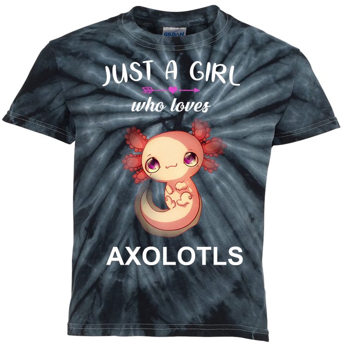 Just A Girl Who Loves Axolotls Kids Tie-Dye T-Shirt