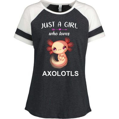 Just A Girl Who Loves Axolotls Enza Ladies Jersey Colorblock Tee