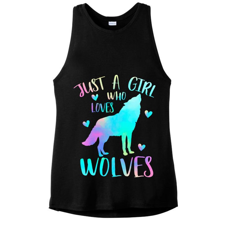 Just a Girl Who Loves wolves Watercolor Cute wolf lover Ladies PosiCharge Tri-Blend Wicking Tank