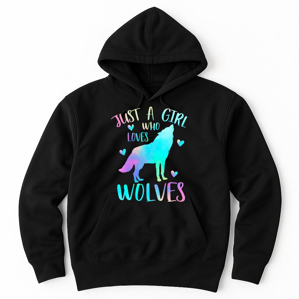 Just a Girl Who Loves wolves Watercolor Cute wolf lover Hoodie