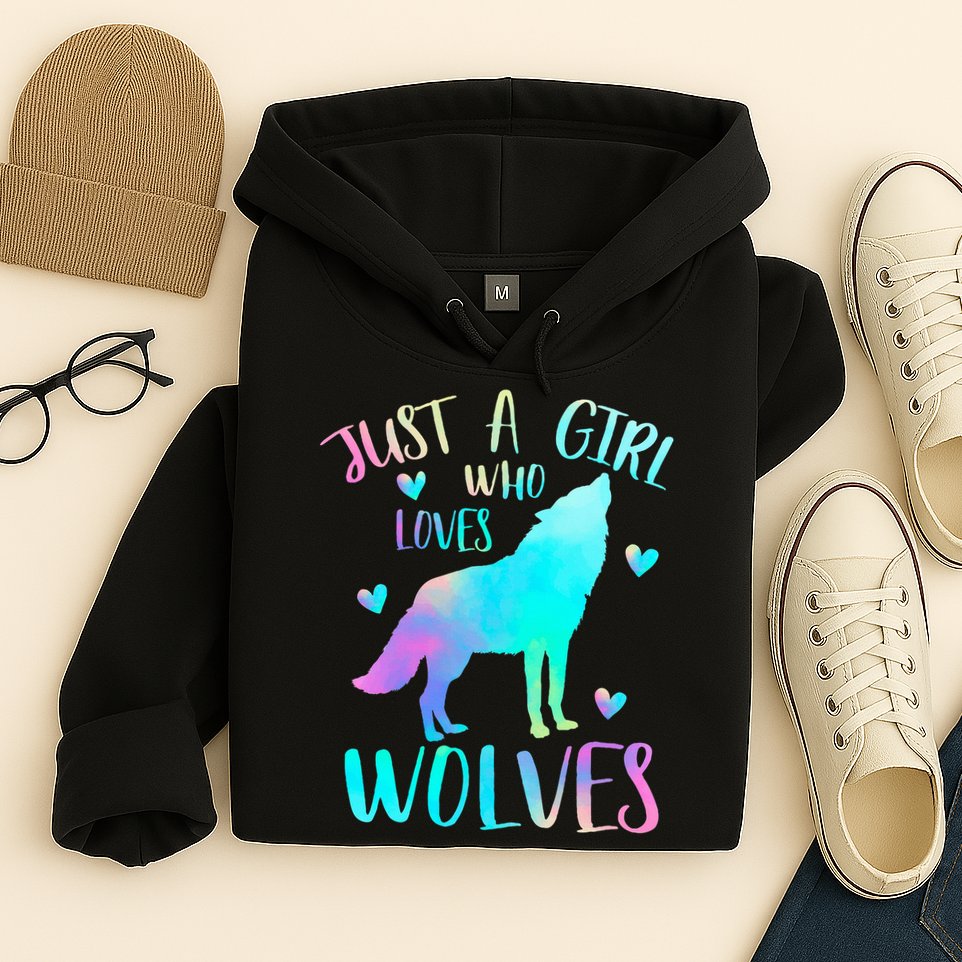 Just a Girl Who Loves wolves Watercolor Cute wolf lover Hoodie