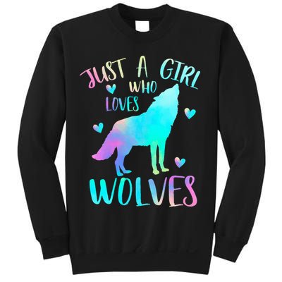 Just a Girl Who Loves wolves Watercolor Cute wolf lover Sweatshirt