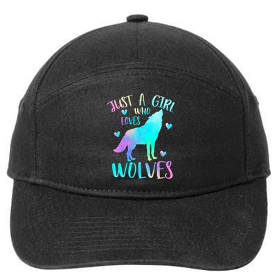 Just a Girl Who Loves wolves Watercolor Cute wolf lover 7-Panel Snapback Hat