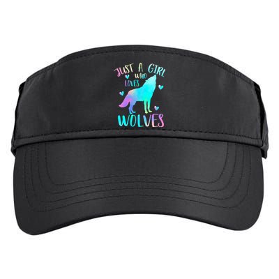 Just a Girl Who Loves wolves Watercolor Cute wolf lover Adult Drive Performance Visor