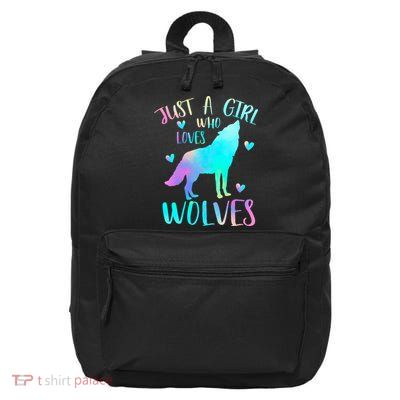 Just a Girl Who Loves wolves Watercolor Cute wolf lover 16 in Basic Backpack