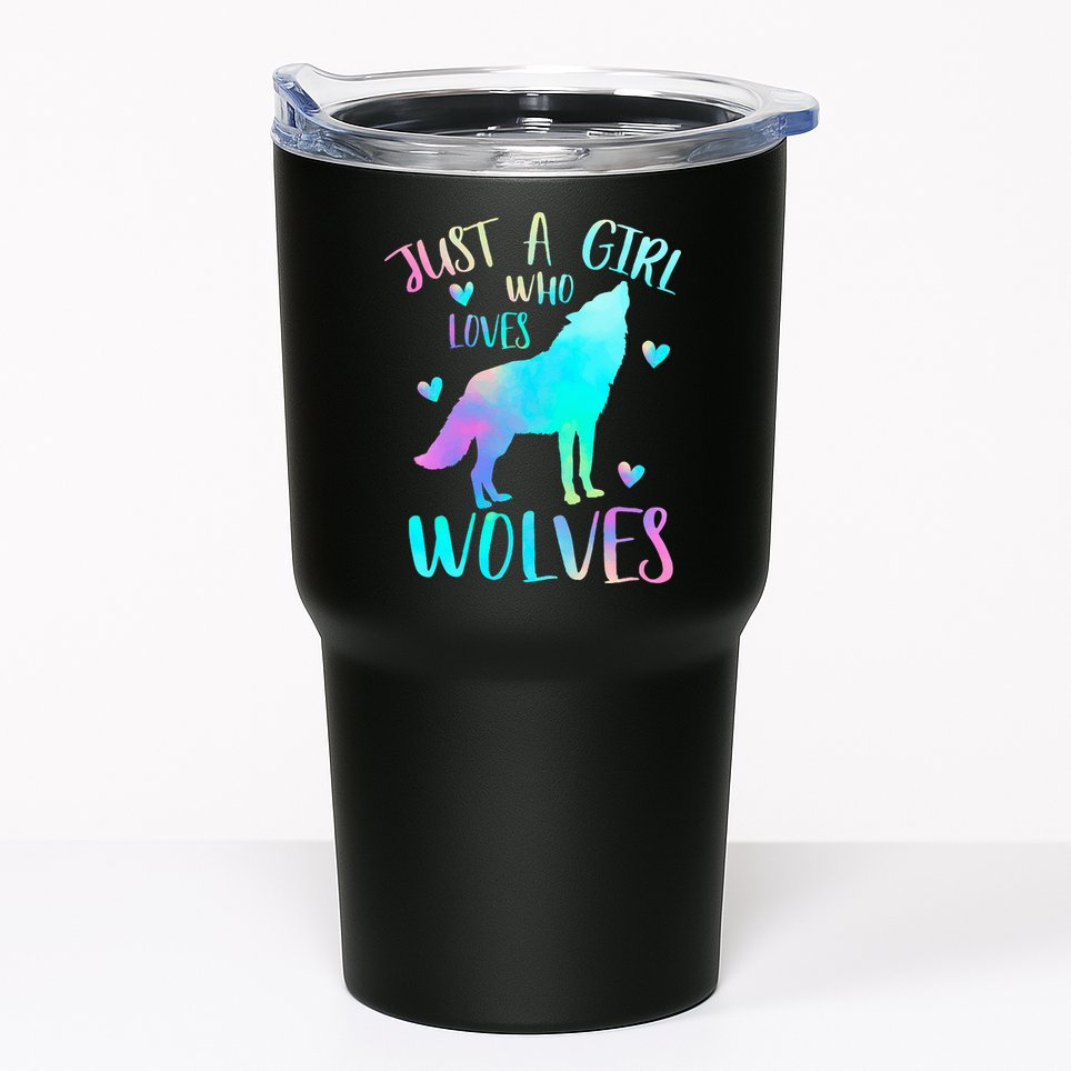 Just a Girl Who Loves wolves Watercolor Cute wolf lover Tumbler