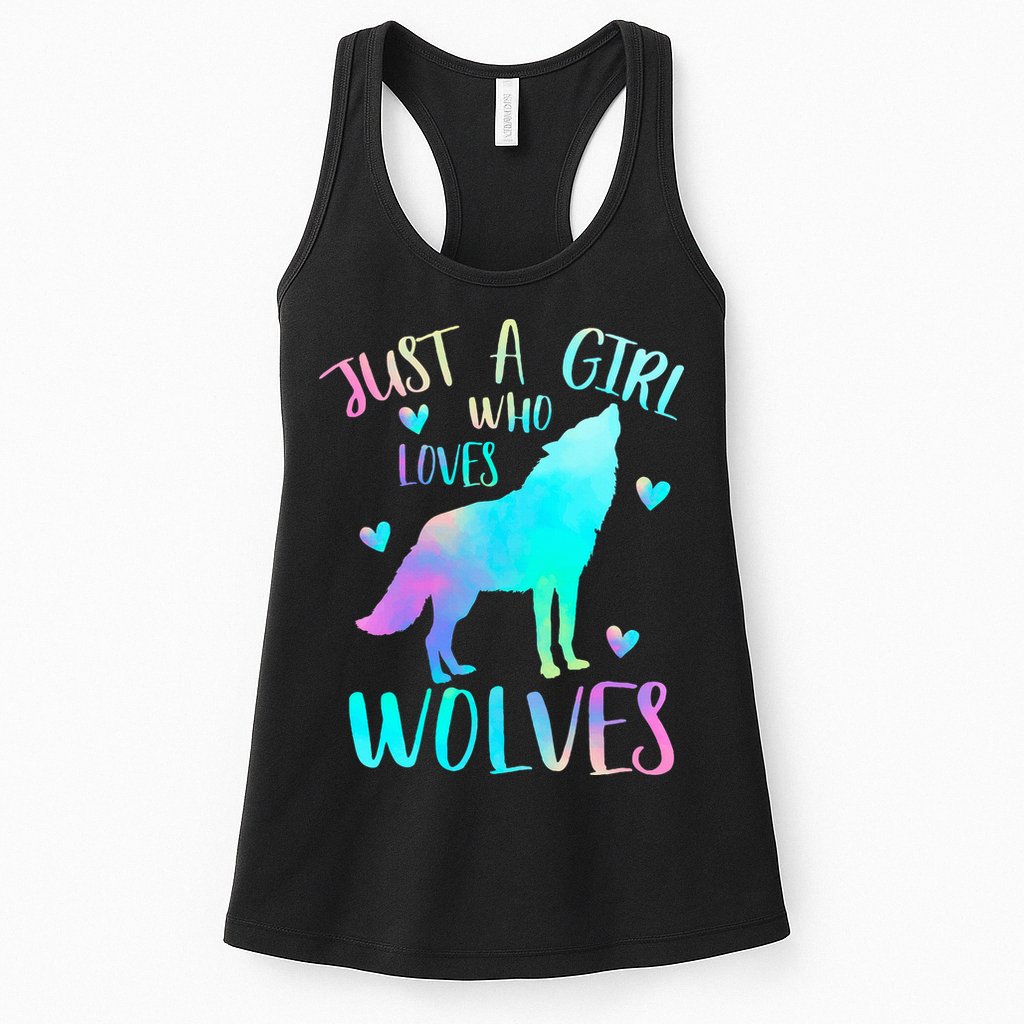 Just a Girl Who Loves wolves Watercolor Cute wolf lover Womens Tank Top