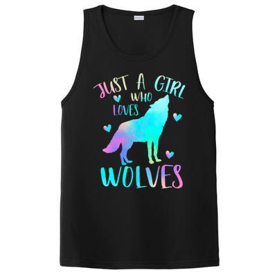 Just a Girl Who Loves wolves Watercolor Cute wolf lover PosiCharge Competitor Tank