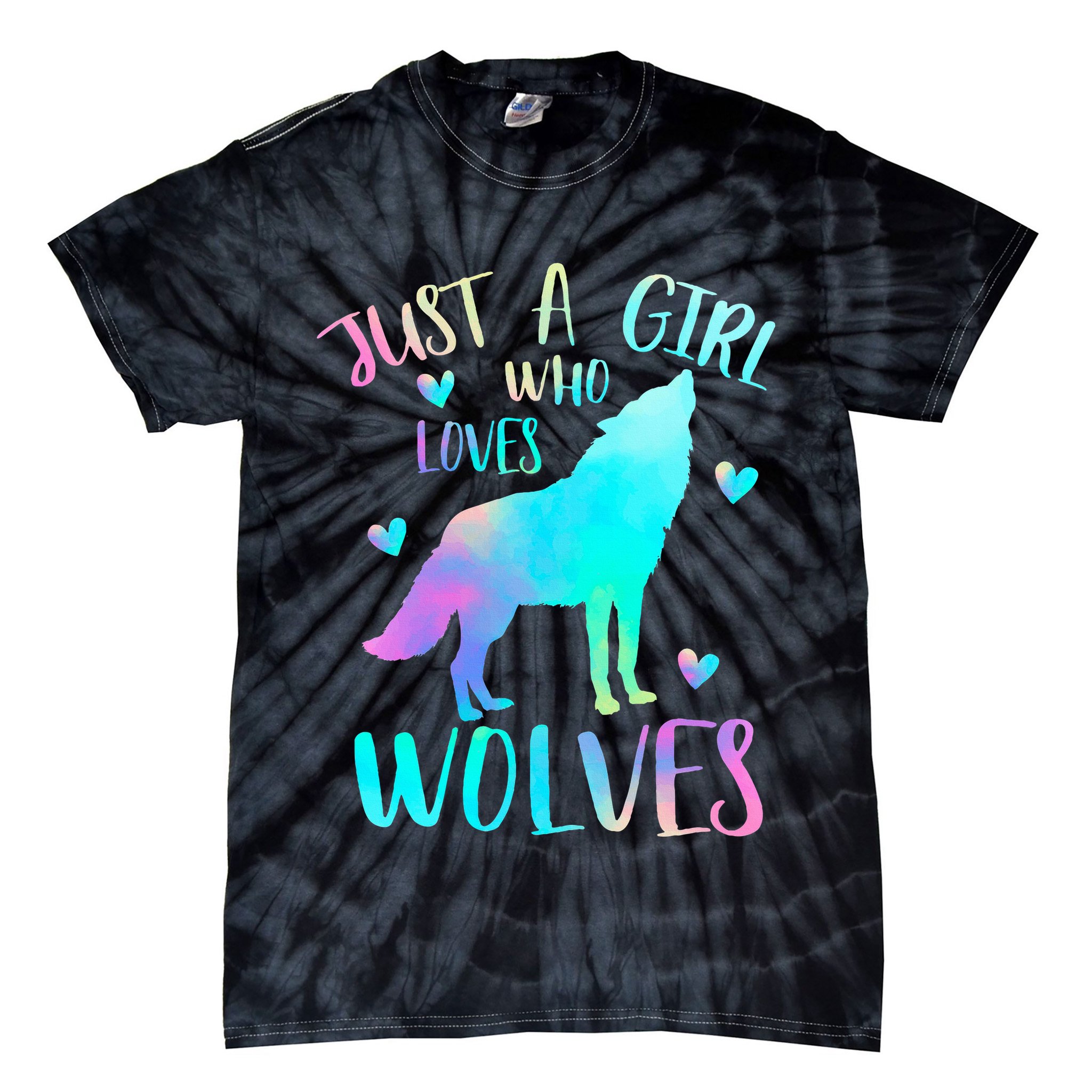 Just a Girl Who Loves wolves Watercolor Cute wolf lover Tie-Dye T-Shirt
