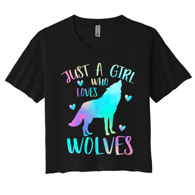 Just a Girl Who Loves wolves Watercolor Cute wolf lover Crop Top