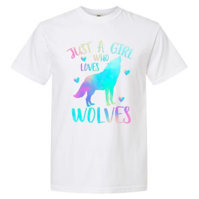 Just a Girl Who Loves wolves Watercolor Cute wolf lover Garment-Dyed Heavyweight T-Shirt