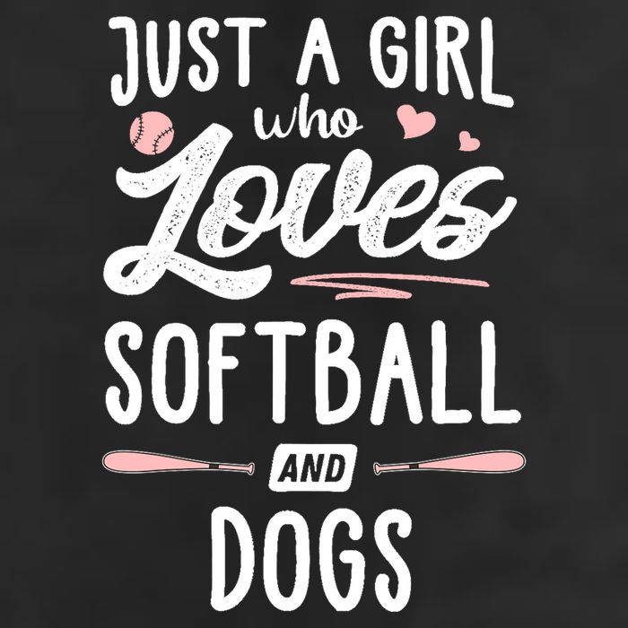 Just A Girl Who Loves Softball And Dogs Graphic Wo 7 Panel Mesh Trucker Snapback Hat