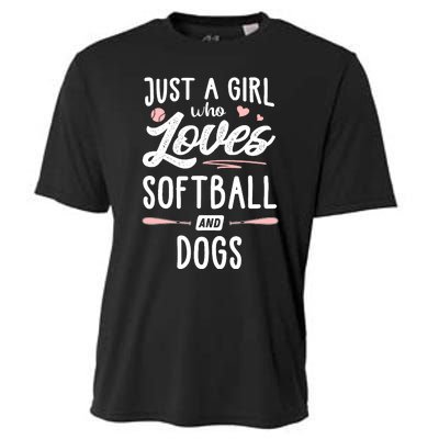 Just A Girl Who Loves Softball And Dogs Graphic Wo Cooling Performance Crew T-Shirt