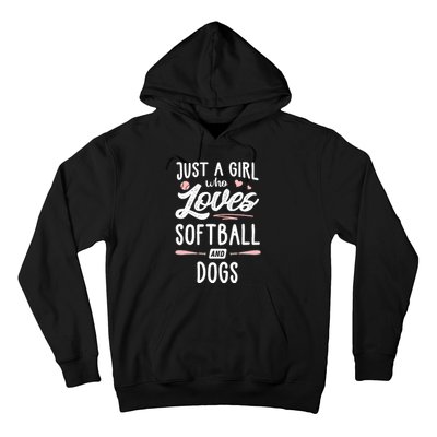 Just A Girl Who Loves Softball And Dogs Graphic Wo Hoodie