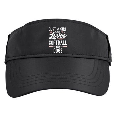 Just A Girl Who Loves Softball And Dogs Graphic Wo Adult Drive Performance Visor