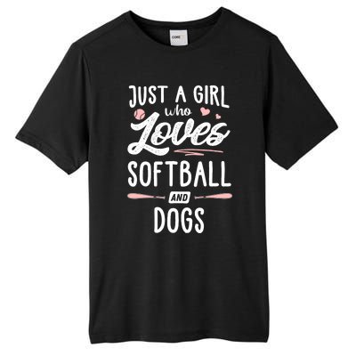 Just A Girl Who Loves Softball And Dogs Graphic Wo Tall Fusion ChromaSoft Performance T-Shirt