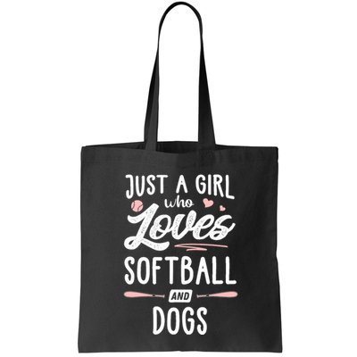 Just A Girl Who Loves Softball And Dogs Graphic Wo Bag