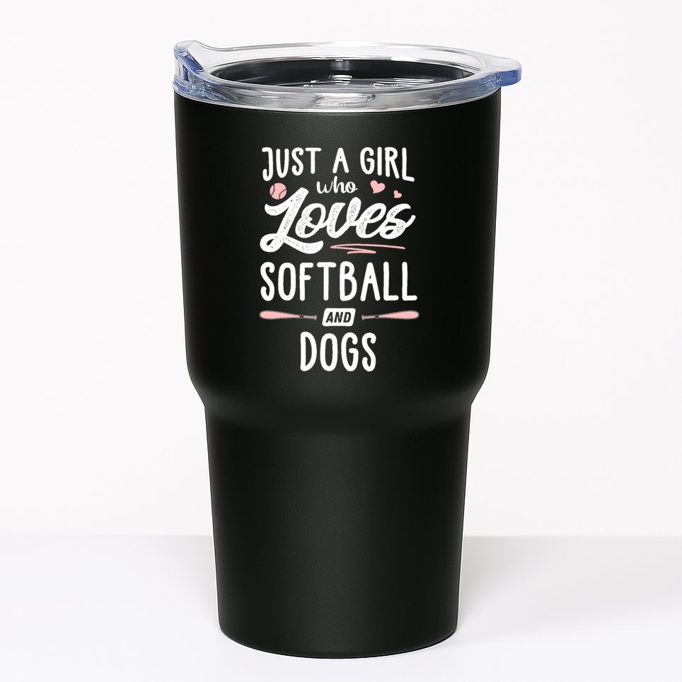 Just A Girl Who Loves Softball And Dogs Graphic Wo Tumbler