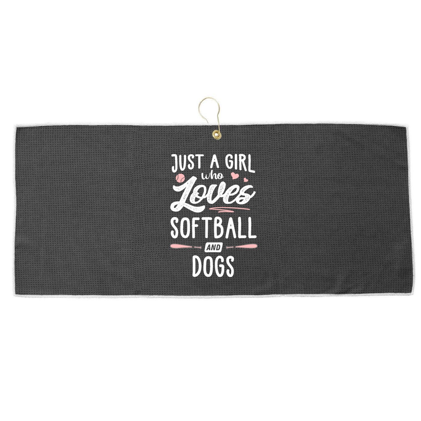 Just A Girl Who Loves Softball And Dogs Graphic Wo Large Microfiber Waffle Golf Towel