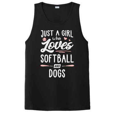 Just A Girl Who Loves Softball And Dogs Graphic Wo PosiCharge Competitor Tank