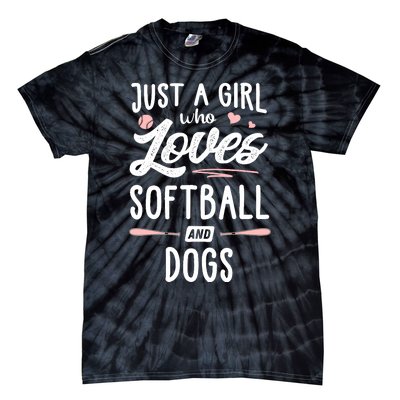 Just A Girl Who Loves Softball And Dogs Graphic Wo Tie-Dye T-Shirt