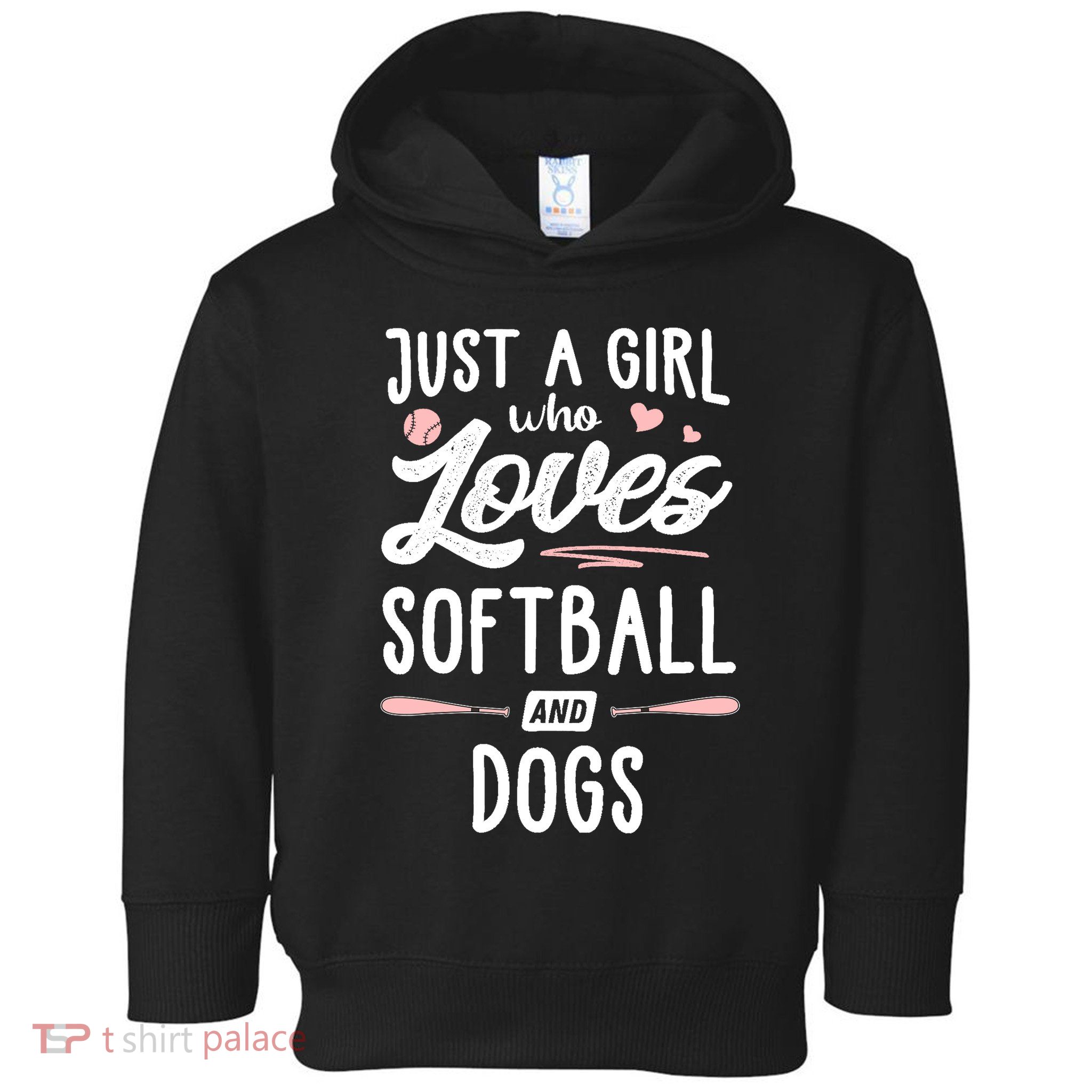 Just A Girl Who Loves Softball And Dogs Graphic Wo Toddler Hoodie