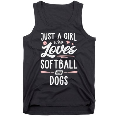 Just A Girl Who Loves Softball And Dogs Graphic Wo Tank Top
